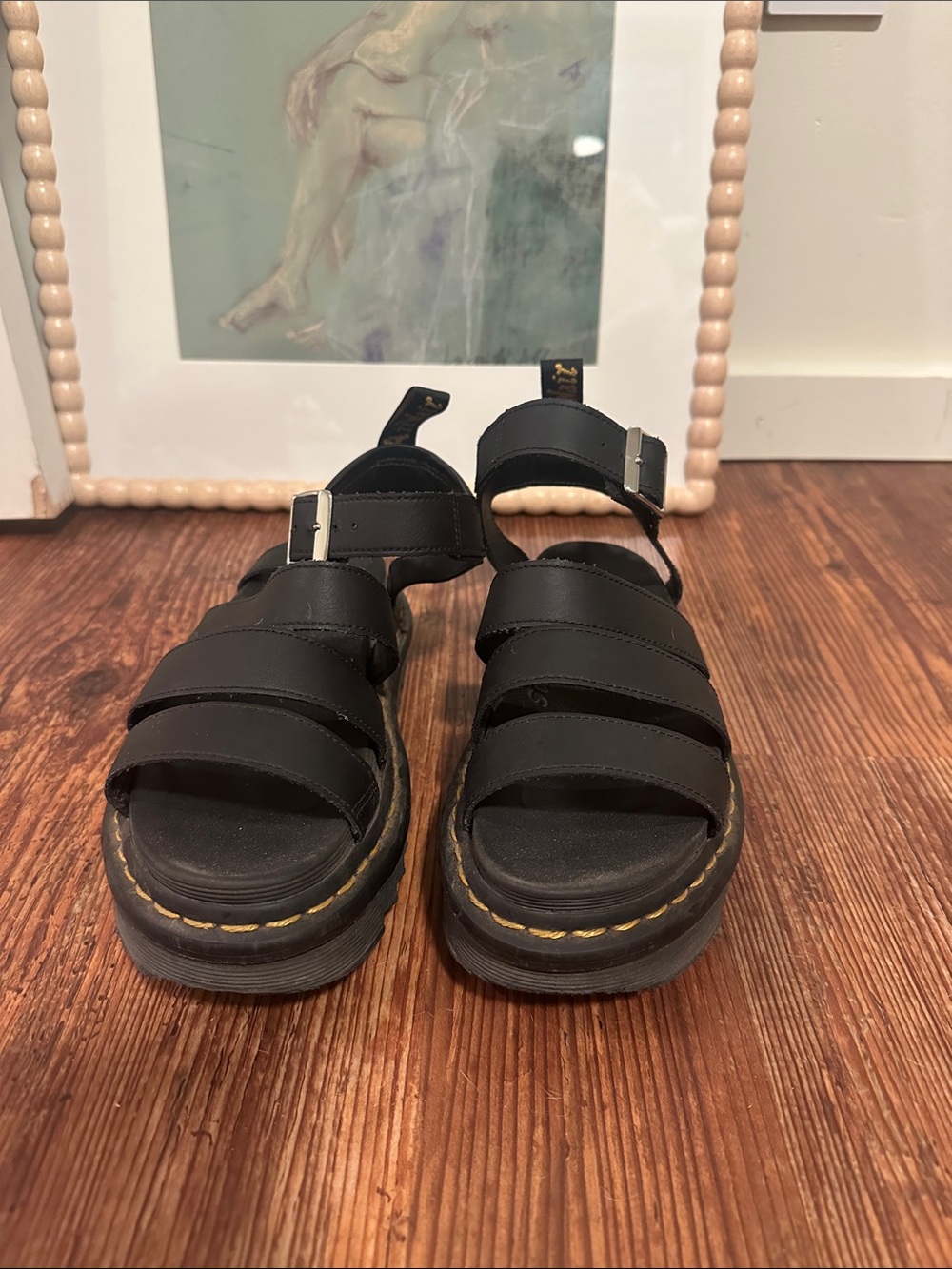 Black Platform Triple-Strap Sandals